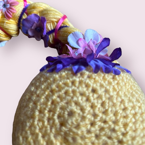 Kids Handmade Rupunzel Crocheted Yarn Wig Dress Up Costume Halloween - Picture 6 of 12